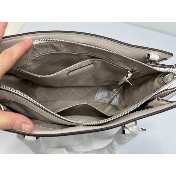 NEW MICHAEL KORS HOPE Handbag Women Large Satchel Purse 35T0SWXS3L OPTIC WHITE - Picture 7 of 16